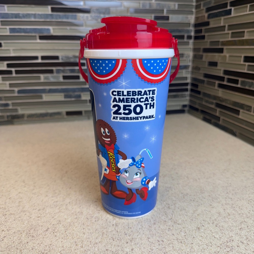 Hersheypark 2026 Souvenir Refillable Cup Tumbler w/ Handle USA 250th Anniversary